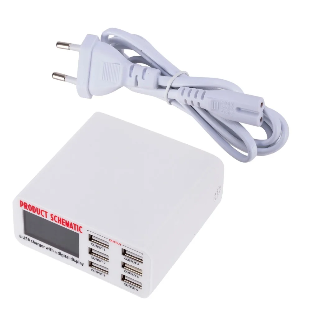 

New EU Plug Data Transfer Cable USB Multiport Charger 6 Port USB Smart Digital Product Charger Multiport Charger 5V 6A