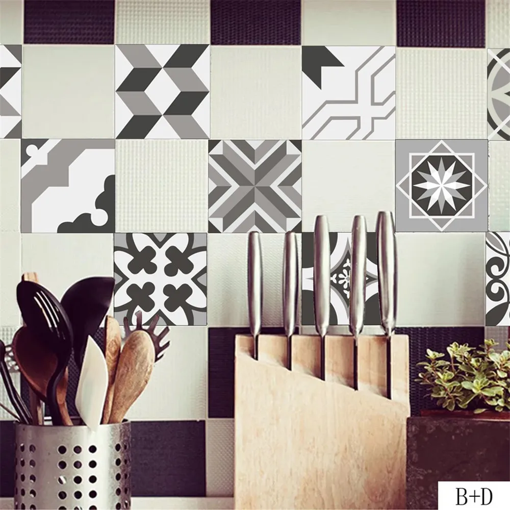 20pcs/set 20x20cm Gray Pattern DIY Vinyl Self Adhesive wall Stickers