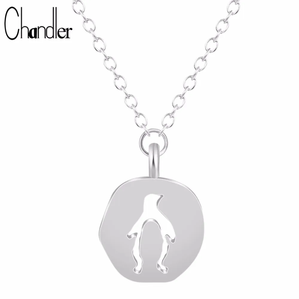 

Chandler Brand Cutout Silver Penguin Necklace Pendant With Long Chain Factory Price Wholesale Best Friend Gift Boho Jewelry 2017
