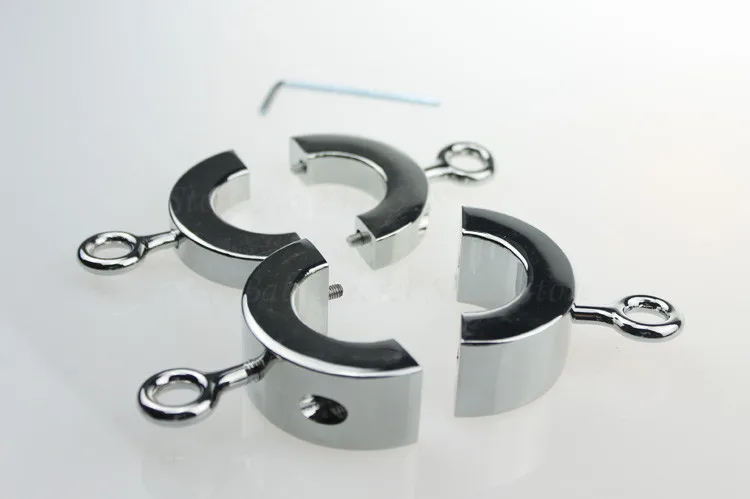 2 Size Male Chastity Device,Beginner Metal Ball Stretcher Scrotum Pendant Testis Restraint Penis Lock,Cock Ring,Adult Game Toys