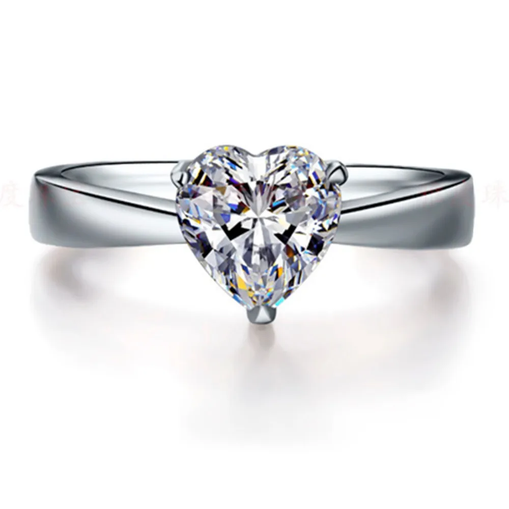 

2CT 7*7mm SONA Promise Simulate Heart Diamond Ring for Women Sterling Silver Jewelry 18K White Gold Plated Prongs Solitaire Ring