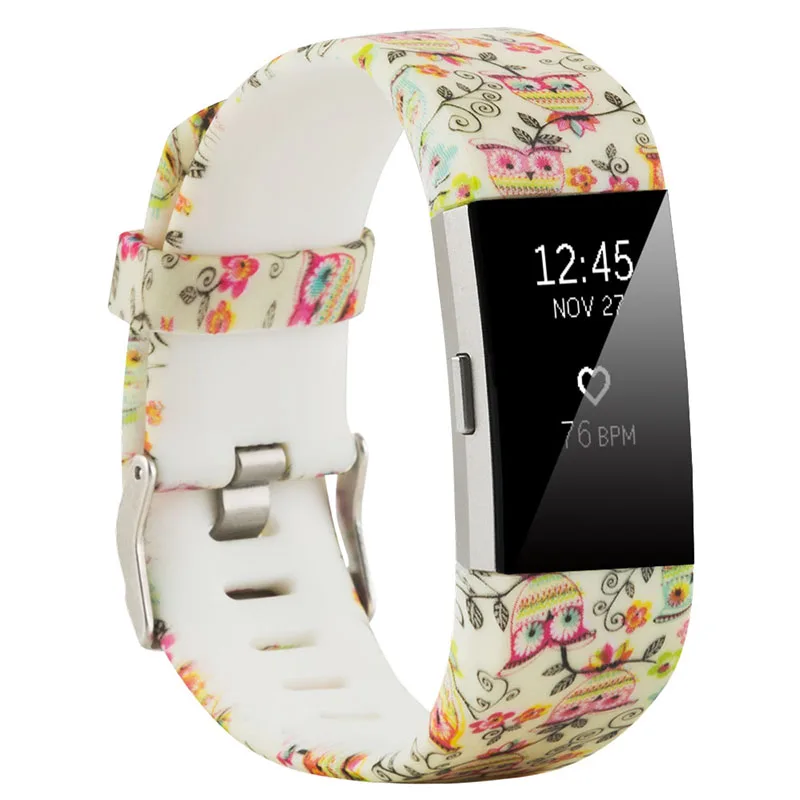 Band Replacement For Fitbit Charge 2 Colorful Owl Pattern Silicone Wrist Strap For Fitbit Charge 2 Sportband Small Large Size (1)