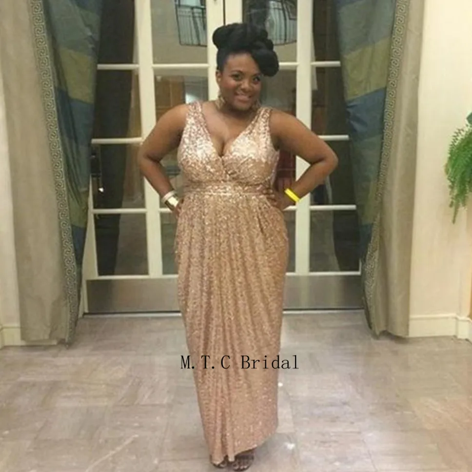 Plus Size Champagne Sequin Dress 