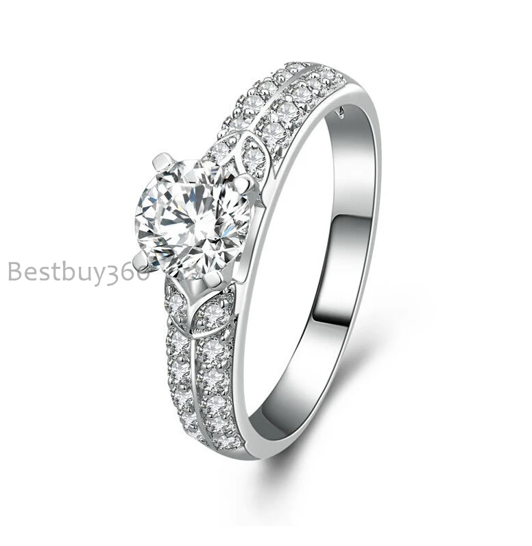 

0.8ct 4 prongs solid silver ring artificial princess sona diamond wedding lover ring
