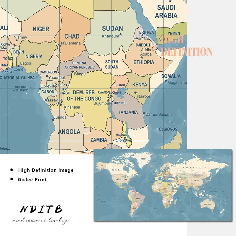Карта мира, декоративная картина, холст, ВИНТАЖНЫЙ ПЛАКАТ, скандинавские стены, художественный принт, большой размер, живопись, современная, для учебы, офиса, украшения комнаты