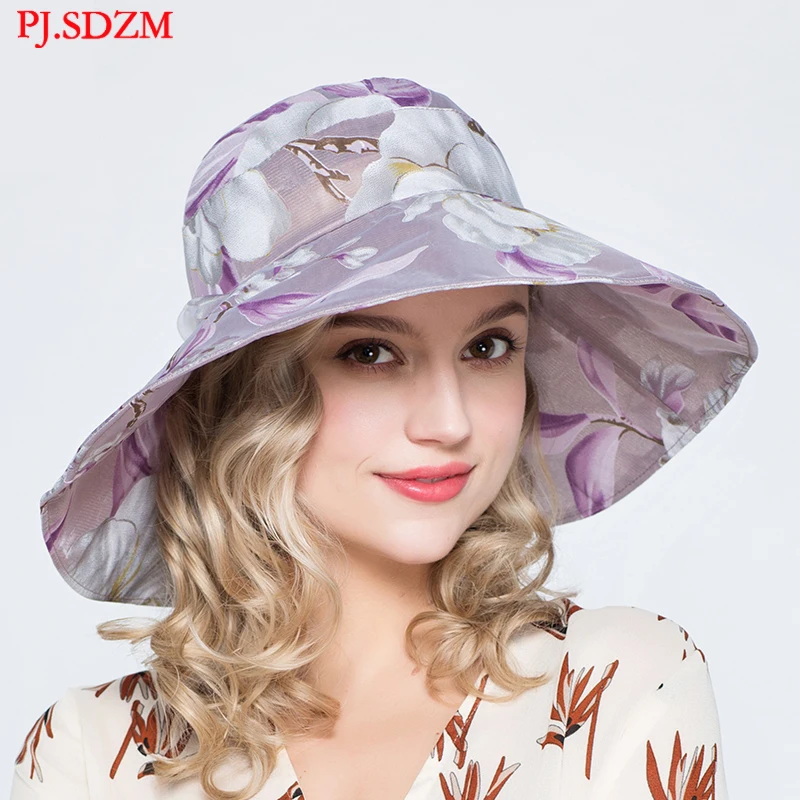 PJ.SDZM Summer Fashion Print Sun Hats Women Cool Hat Sunshade UV Screen