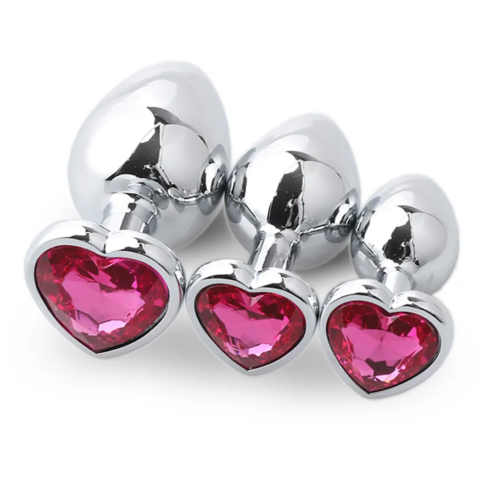 

HOT Female 3 Pcs Hot Pink Heart Shaped Base Metal body Tail With Jewelry Birth Stone Play Relaxation excited all night X#