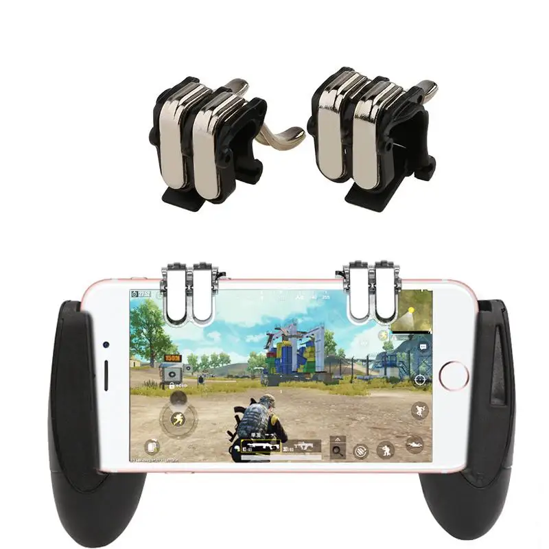 

EastVita 4-Click Metal PUBG Mobile Shooter Controller With Hand Gamepad L1 R1 Trigger Aim key Phone Game Fire Button Shooter