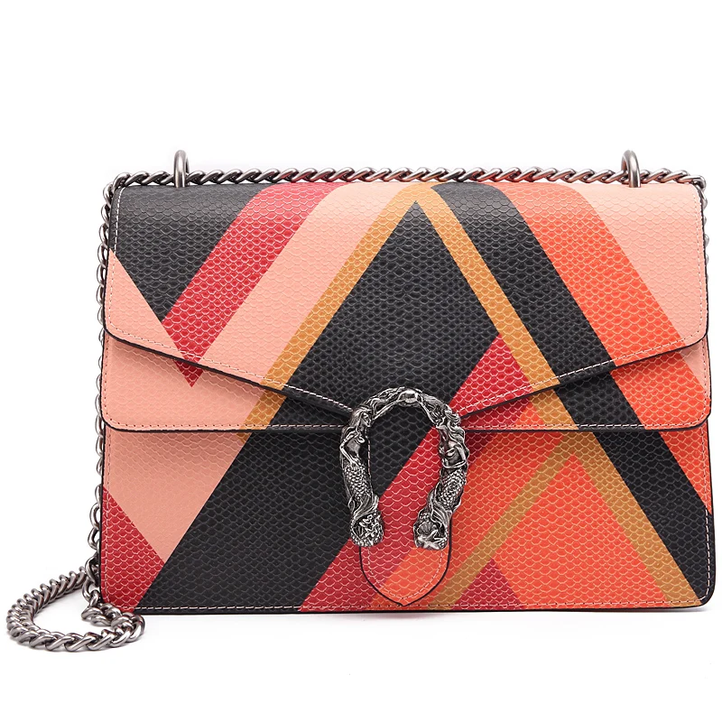 

Bag female 2018 new designer custom simple wild spring fight color mosaic shoulder diagonal bag handbag tide