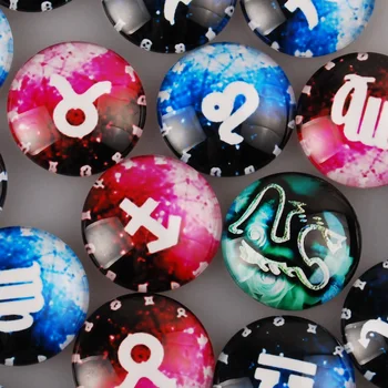 

20pcs 25 mm Hot Round Pattern Glass Dom Cabochon, Mixed Constellations Picture Cabochons Jewelry Accessories-C4310