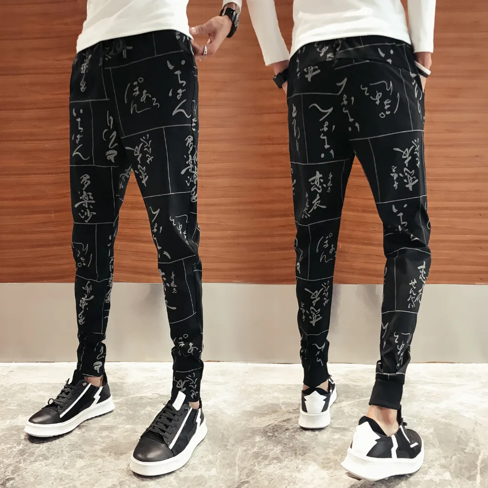 Высокое качество хип хоп Pantalon Homme брендовые Новые облегающие брюки с принтом