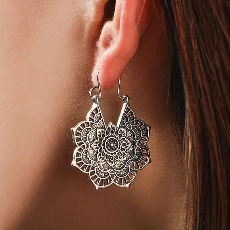 

OIONINOS Flower Earrings For Women Jewelry Double Sided Golden Silver earrings gift for party best friend A3