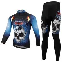Набор для велоспорта для мужчин с длинным рукавом Джерси и брюки Wtih 3D Pad автомобильный крутой череп анти-пот Bicicleta велосипедный комплект велосипедная одежда Ciclismo
