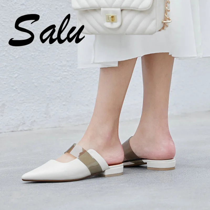 

Salu Genuine Leather Sandals Square Heel Summer Shoes Women Leisure Genuine Leather High Quality Footwear Size 33-40
