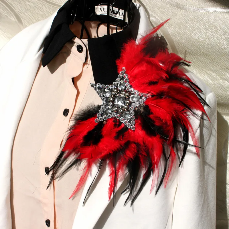 

Handmade epaulette high quality red big shoulder brooch epaulet/epaulettes spikes/escapulario blazer accessories Host decoration