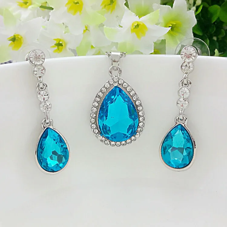 2014 Elegant Fashion Jewelry Sets Austria Crystal Earrings Sets Pendant