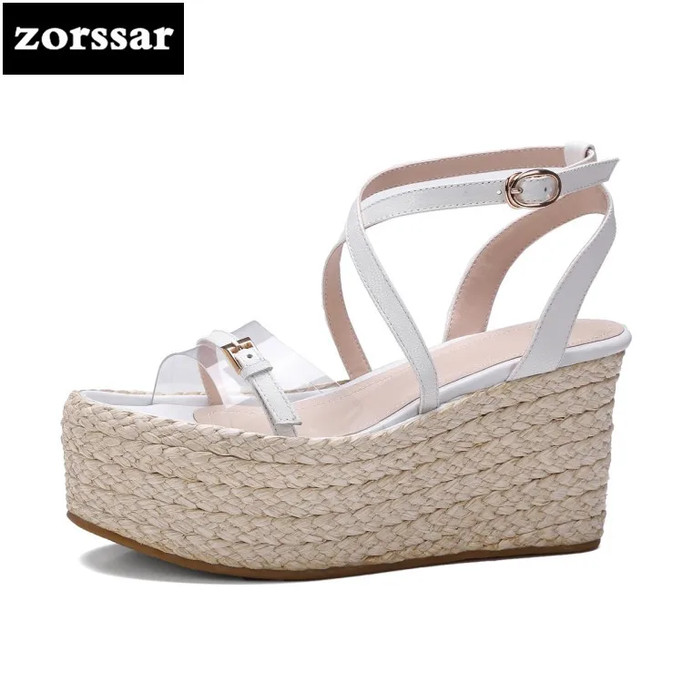 

{Zorssar} 2018 New Women Sandals heels Summer Ladies Shoes Open Toe Fashion hemp rope Platform Wedges Sandals High Heels