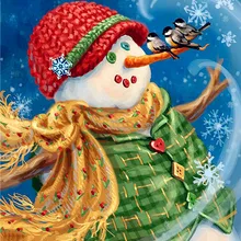 Картина с бриллиантами на заказ мультфильм снеговик птица полный квадратный значок с вышивкой в виде ромба eigen foto роза Рождество украшение лайтпад
