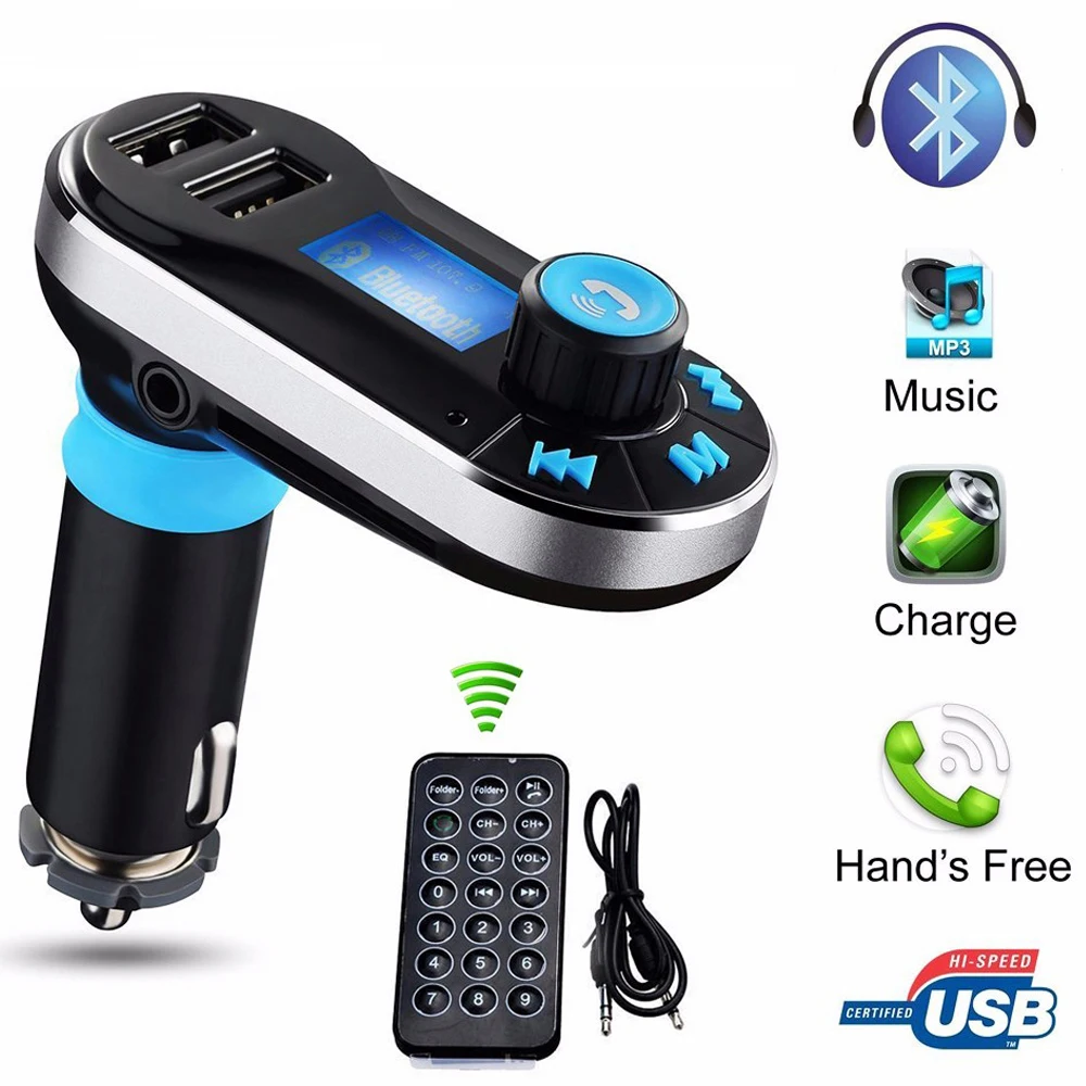 Hot Bluetooth Car Kit MP3 Player FM Transmitter Auto Bluetooth AUX Wireless Car Modulator Radio 2 USB Car Charger Remote Control