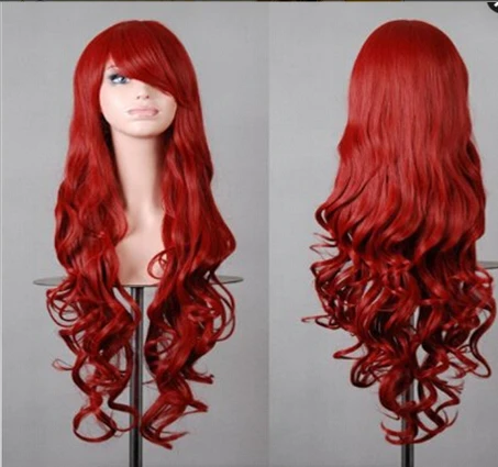 Аниме длинные кудрявые волны синтетические парики для Косплей вечерние Лолита 80 см Peruca Peluca Хэллоуин блонд