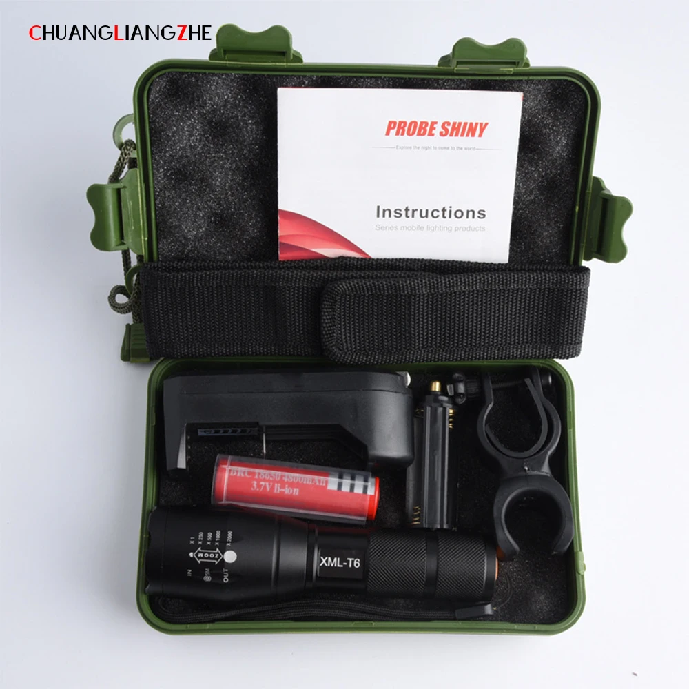 

XML-T6 Flashlight Powerful Led Flashlight High Power Zoom LED Flashlight Kit Tactical Flashlight Rechargeable