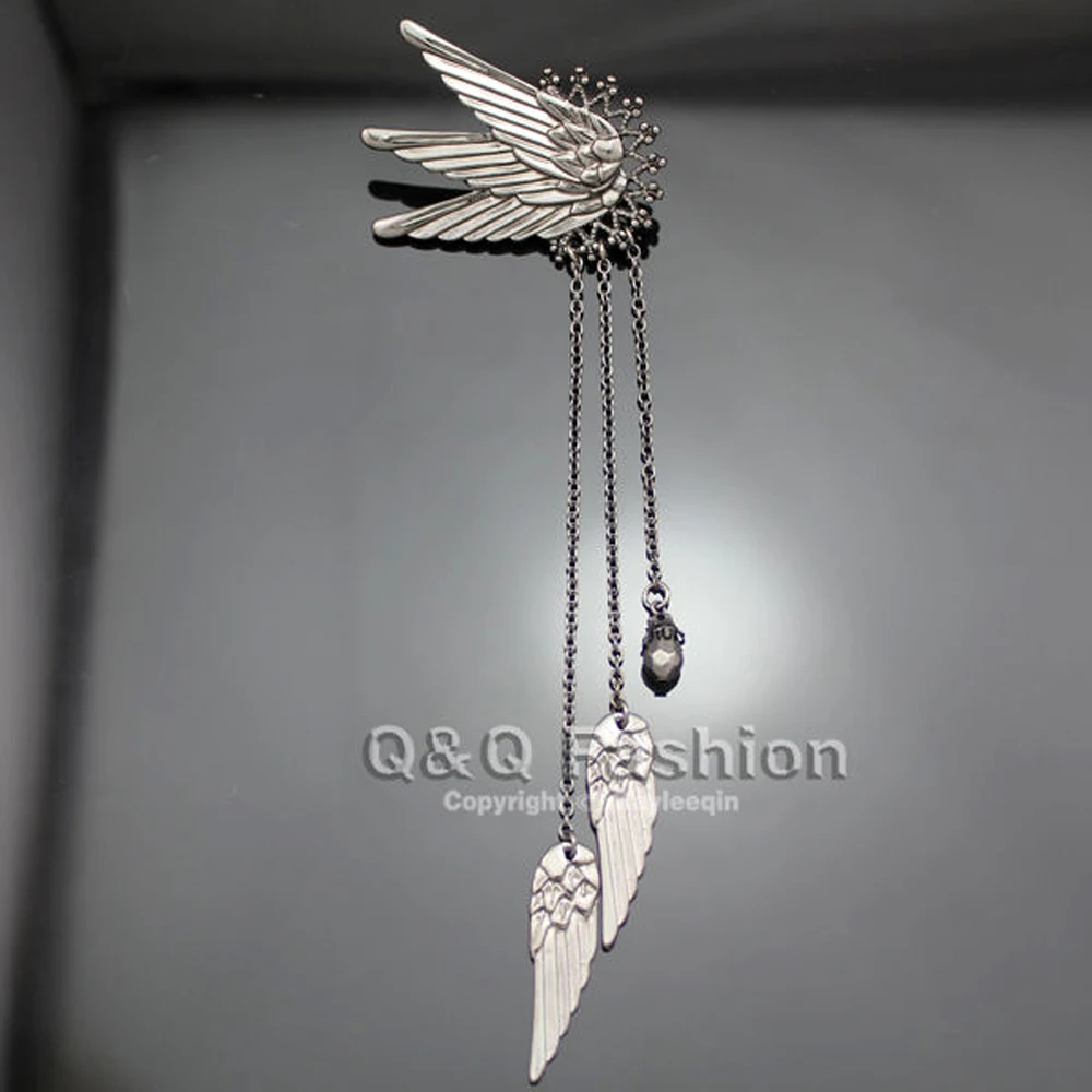 Hada cola elfo Pixie Ángel ala cadena larga borla oreja puños oreja Clip en Pinzas pendientes oorbellen Brincos elegante vestido joyería