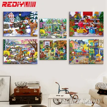 

REDIY LADIY Diamond Mosaic Picture of Rhinestones Pattern Snow Landscape Diamond Painting Full Square Drill Diamond Embroidery