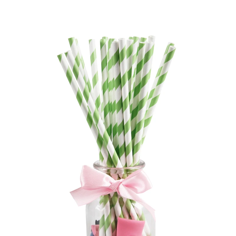 25 шт бумажная соломинка для питья, Золотая, серебряная соломинка, для мальчиков и девочек, розовый, голубой, для детского душа, украшения, подарок, вечерние принадлежности для мероприятий - Color: Green Striped