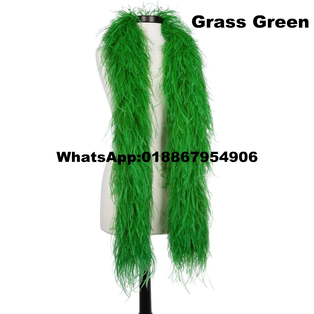 

10ply ostrich feather boas 5pcs/lot Grass Green Dyed high quality Ostrich Fringes strips for wedding&party decorations