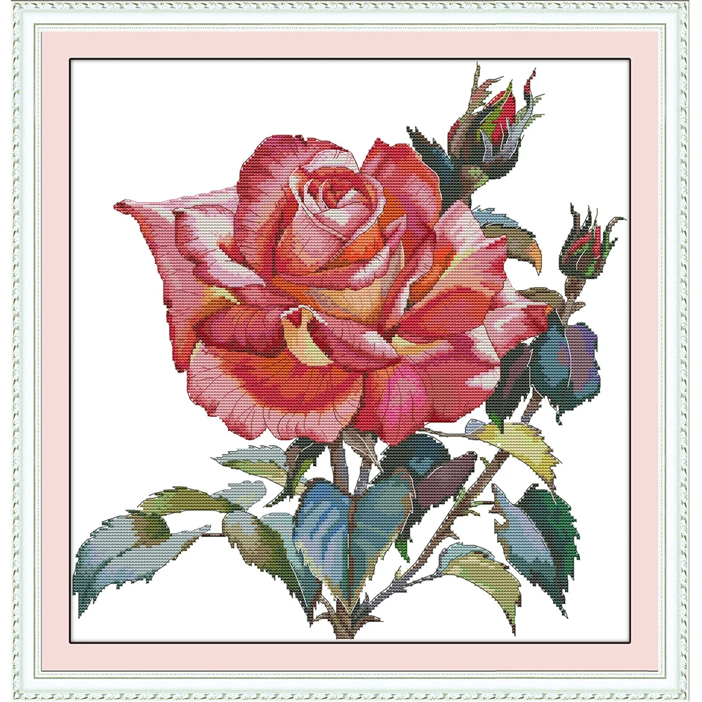 

NKF Rose Flower Cross Stitch Kits Embroidery Needlework Set 11CT 14CT Chinese Cross Stitch for Home Decor