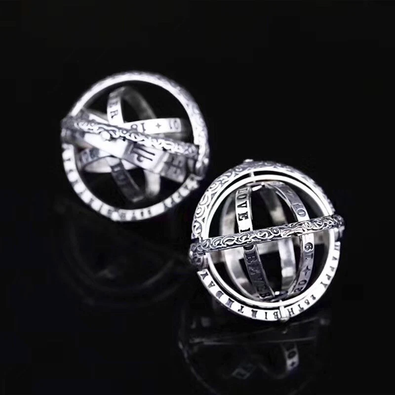 

2 Colors Trendy ring astronomical Ball Armillary Sphere Ring Jewelry Couple Spherical Gold Ring Pendant Unfolding is the World