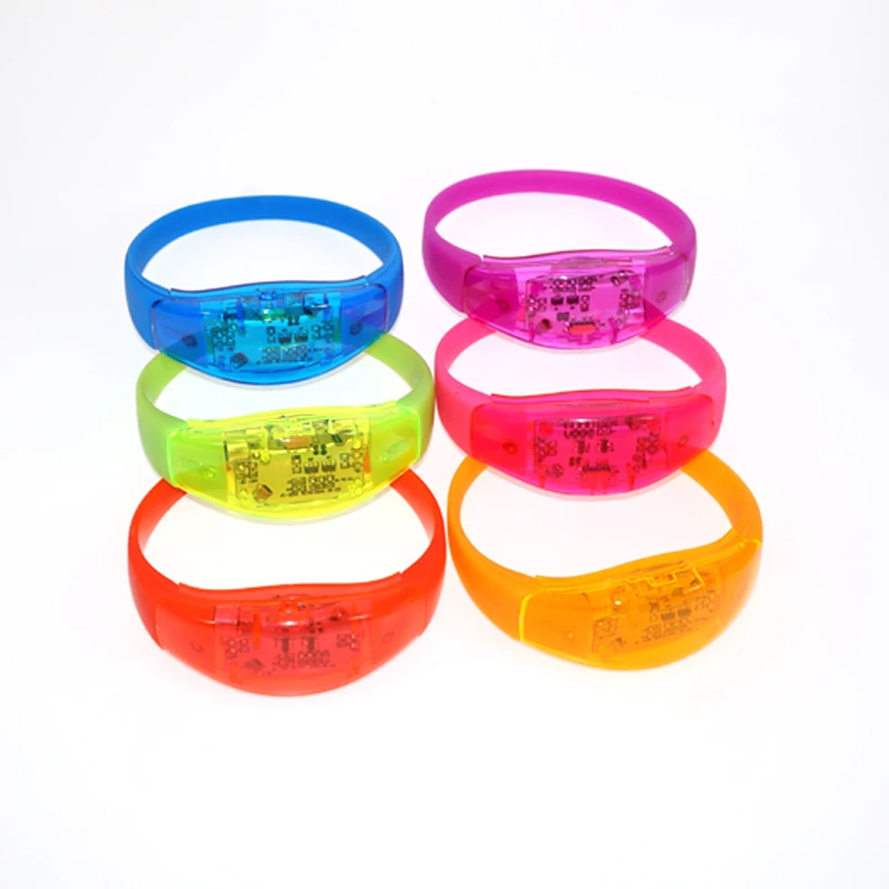 2pcs LED Flash Bracelet 7 Color Voice control LED Light Up Bracelet