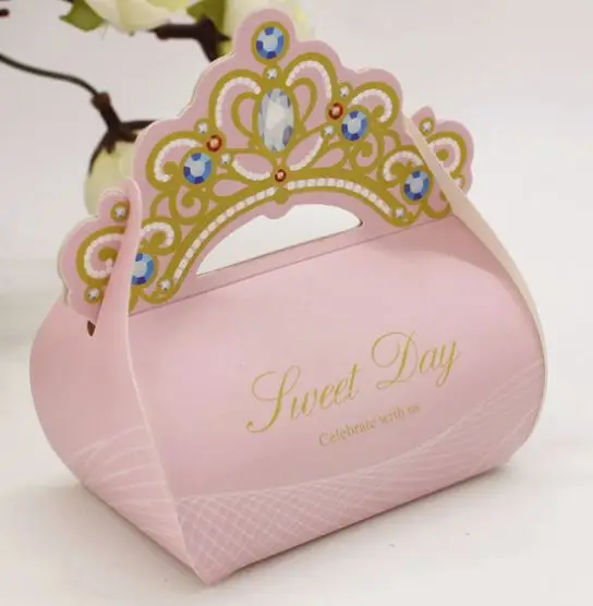Online Shop Free Shipping 50pcs Pink/Purple Crown Wedding Favor Boxes Wedding Candy Box Favors bag Chocolate Box Gift Event & Party Supplies | Aliexpress Mobile wedding candy box on sale at reasonable prices
