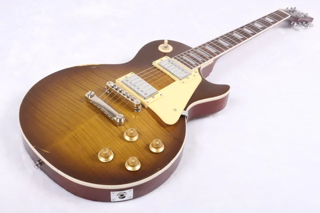 Cheap Custom shop Relic LP electric guitar  les standard Premium AAA Maple body TOP ,Chrome hardware EMS free shipping