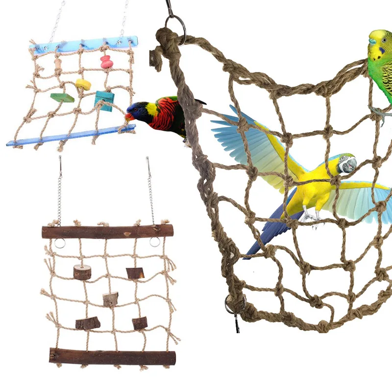 Pet Parrot Birds AcrylicWooden Ladder Rope Cage Swing Climbing Chew Toys Papegaaien Speelgoed