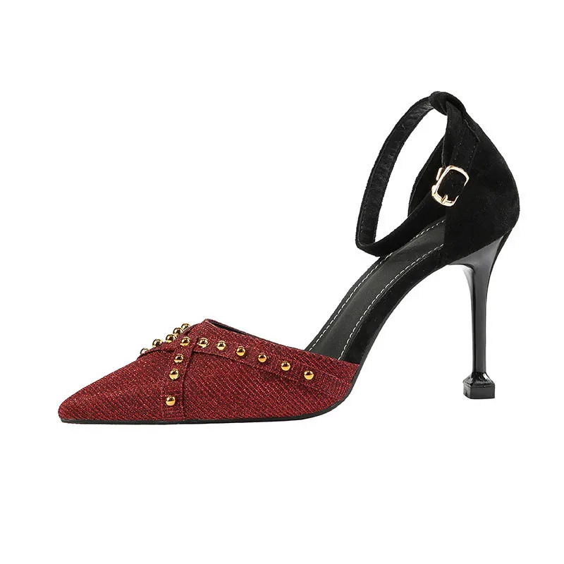 

Woman Pumps fashion Pointed pearl High Heels party dating Shoes slim stiletto high heel strap with a female S35 Heel 9cm