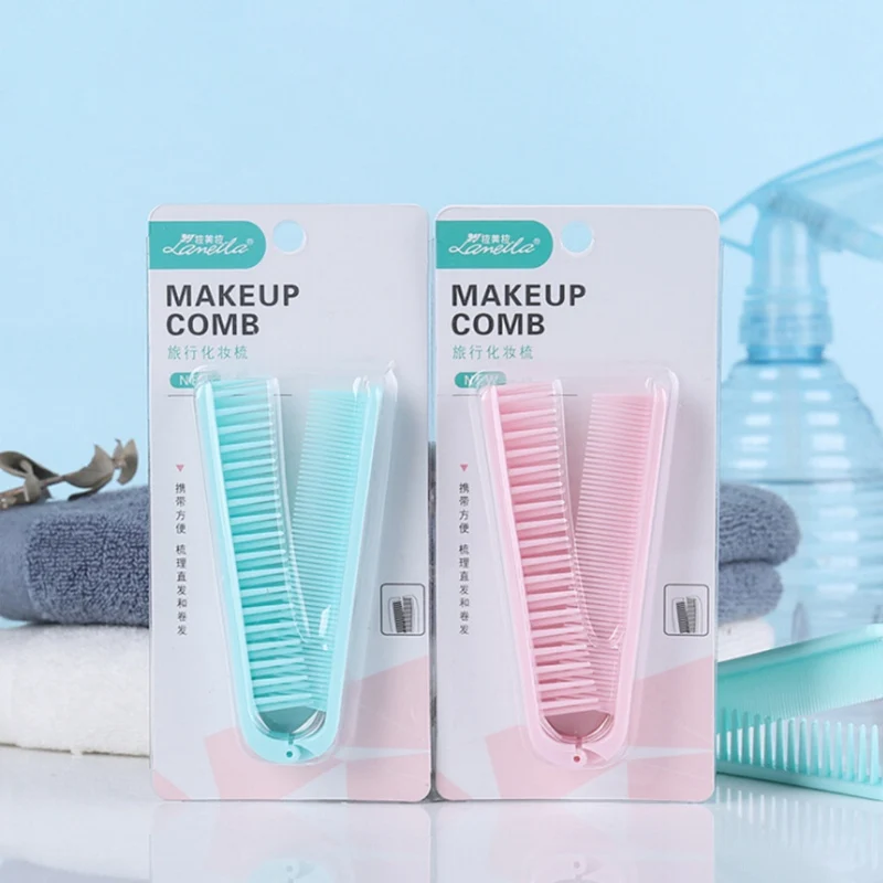 2 Colors Portable Folding V-shaped Travel Special Comb Hairdressing Plastic Comb For Women And Men Random Color High Product