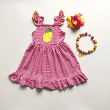 

baby girls dress summer lemon dress children rose red dress baby boutique dress clothing girls milk silk dress with accessories