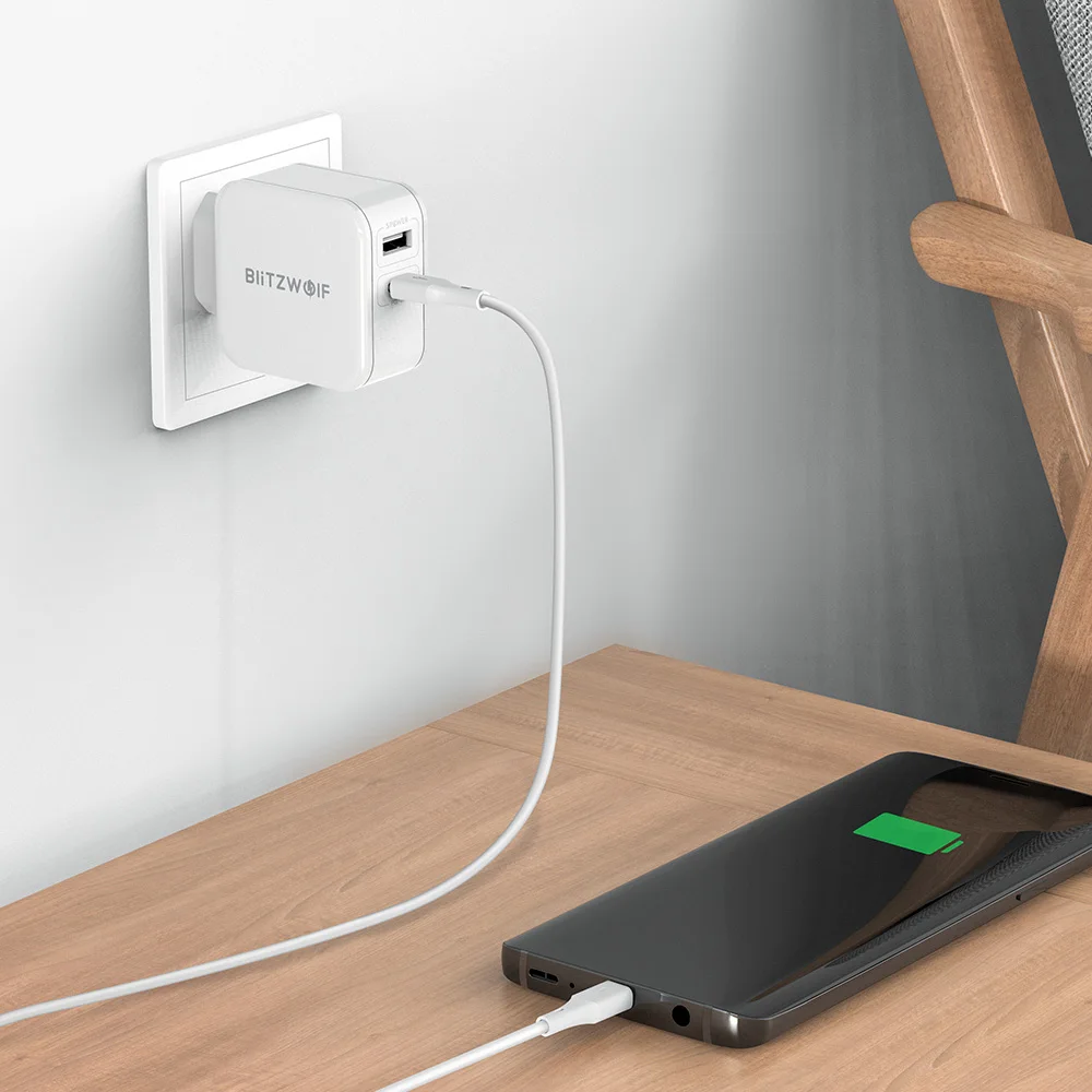 Цена BlitzWolf 30 Вт type C PD зарядное устройство для мобильного телефона QC3.0 + 2.4A двойной USB быстрое зарядное устройство адаптер питания для iPhone 11 Pro Max X 8 д...