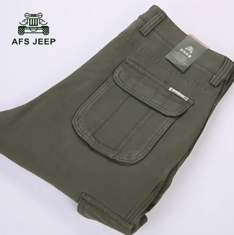 AFS JEEP, Брендовые мужские прямые брюки, хлопок, брюки карго, мужские, военные, полная длина, мужские брюки, размер 30-44 - Цвет: Армейский зеленый