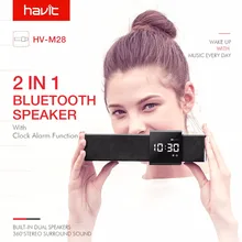 HAVIT портативный Bluetooth динамик сабвуфер светодиодный дисплей времени Будильник беспроводной динамик с микрофоном для телефонных звонков M28