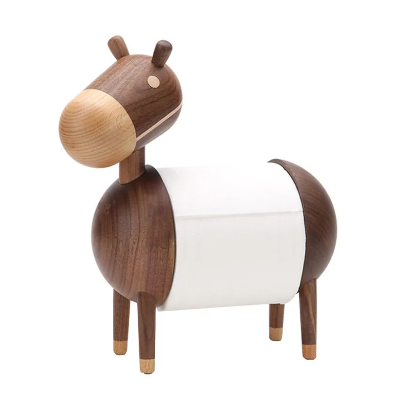 

Creative Gift Home Solid Wood Kitchen Paper Storage Holder Toilet Paper Roll Holder Cartoon Small Donkey Wooden Ornaments #4A23