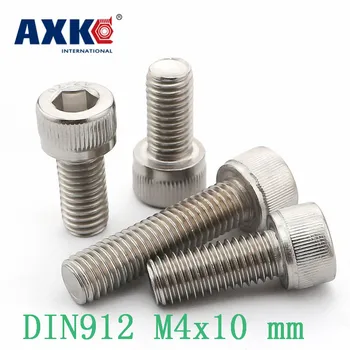

Free Shipping 100pcs/lot Metric Thread Din912 M4x10 Mm M4*10 Mm 304 Stainless Steel Hex Socket Head Cap Screw Bolts