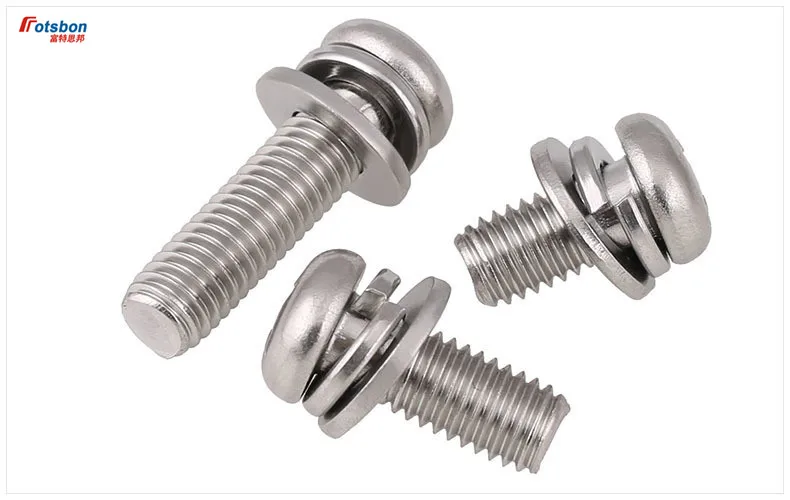 

100pcs M4 DIN6900/ISO10664 Cross Recessed Small Pan Head Screw Single Coil Spring Lock Washer Assemblies 304 Stainless Steel