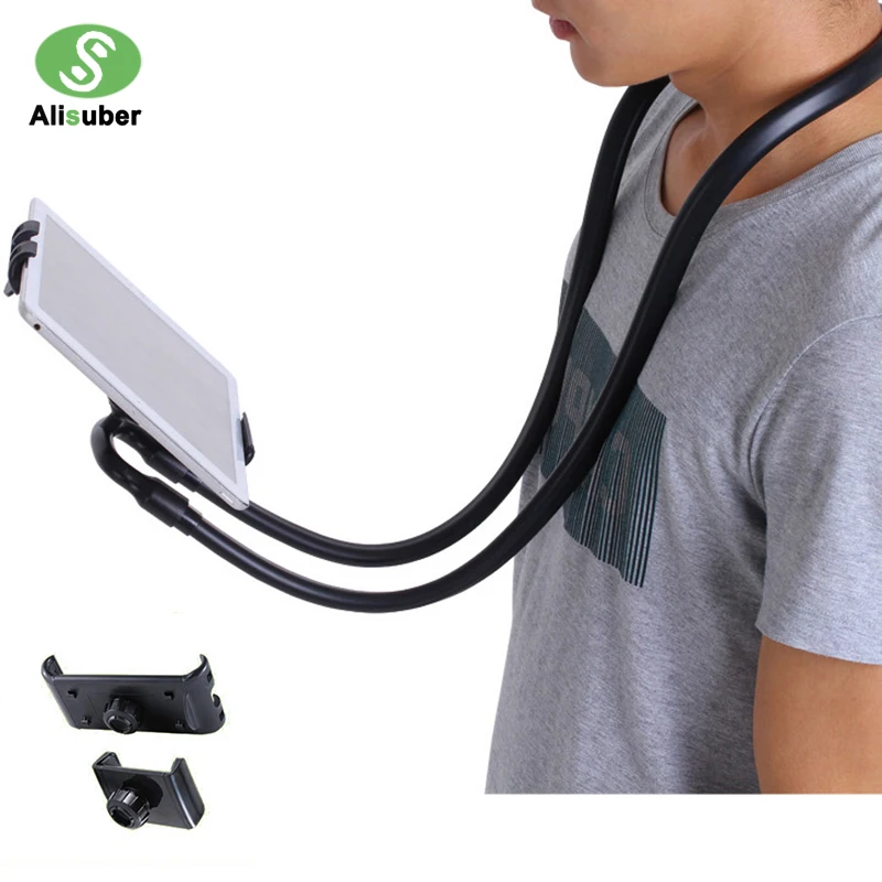 

Alisuber 126CM Long Arm Phone Stand Holder Lazy Neck Hanging Magnet Mount 360 Desk Bed Tablet Bracket Holder With 2 Holder Clips