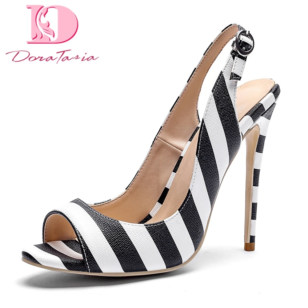 

DoraTasia Brand new plus size 34-43 best Quality Peep Toe thin High Heels Women Sandals Woman Shoes Summer Sandals Shoes Woman
