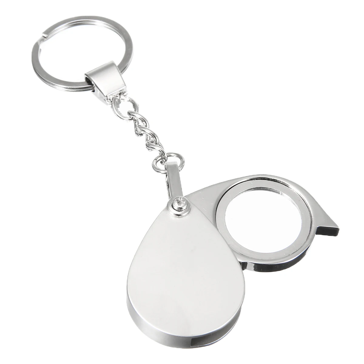 New Folding Magnifying Glass 8X Jewelry Stamp Postcard Magnifier Eyes Glass Loupe Lens Metal Frame with Keychain