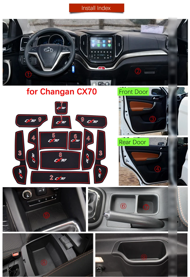 Противоскользящие ворота Слот коврик Coaster для Changan CX70 аксессуары чашки коврики-держатели резиновые прокладки 12 шт./компл. наклейки для автомобиля
