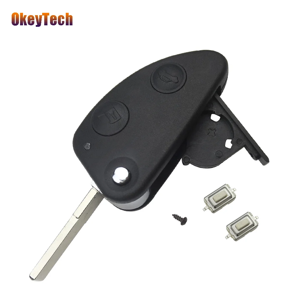 

OkeyTech for Alfa 2 Buttons Flip Folding Remote Key Fob Shell Case Replacement Cover For Alfa Romeo 147 156 GT with 2pcs Switch