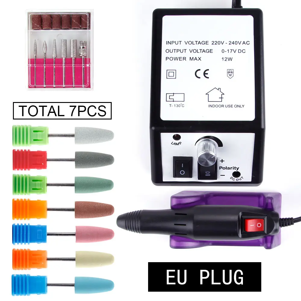 Электрический Фрезер для ногтей, сверлильный станок для маникюра и педикюра, фрезер для ногтей, сверлильный Бит силиконовая мельница для лак для ногтей ротационных напильников из кусачки для кутикулы - Цвет: Black Set